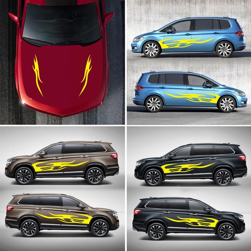 

Flame Car Sticker Personalized Creative Flame Decals to Cover Annoy Scratches G8TE