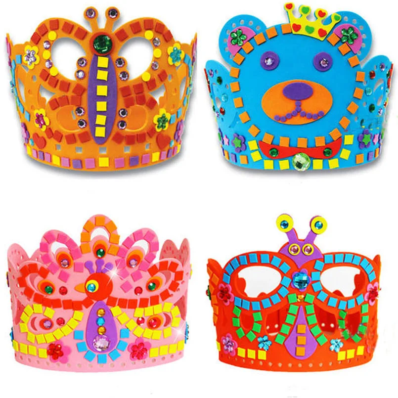 

3 Pcs /Set Children DIY EVA Crown Handmade Material Pack Kits Puzzle Handicraft Artesanato Material Early Education Art Crafts