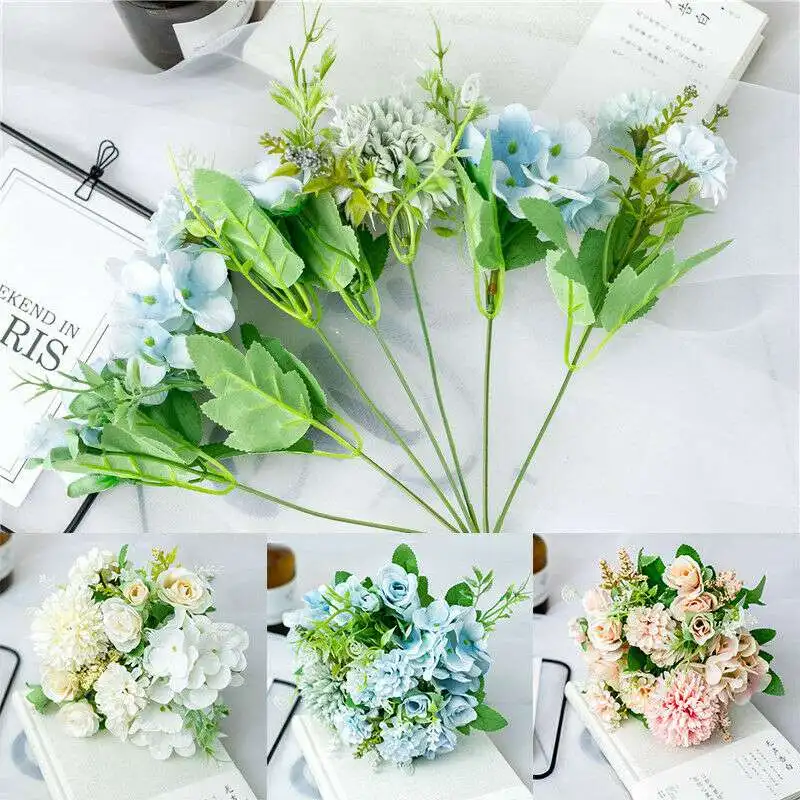 Fake flower Flowers Party Artificial Peony Bouquet Home Decor 13 Head Silk Leaf Wedding | Дом и сад