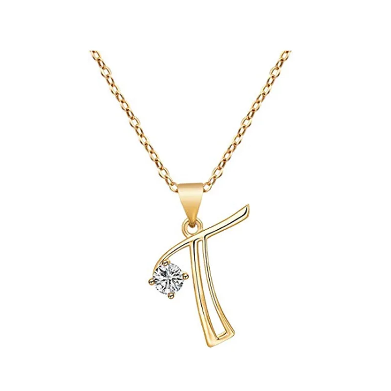 

New all 26 English Initial Alphabet Letter Family name Sign chain Necklace Zircon word Initial Letters symbol charm necklace