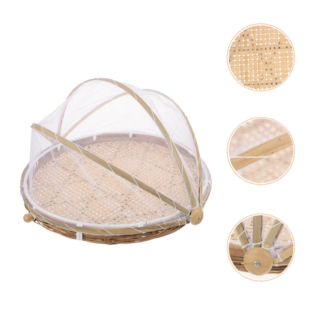 

1PC Bamboo Woven Dustpan Sturdy Round Drying Basket(Diameter 42cm)