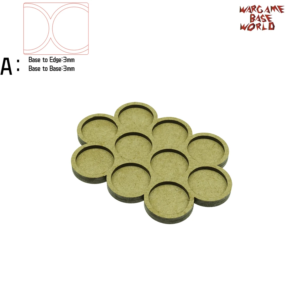 

Wargame Base World - Movement Tray - 10 bases 25mm round - Derangements Shape MDF
