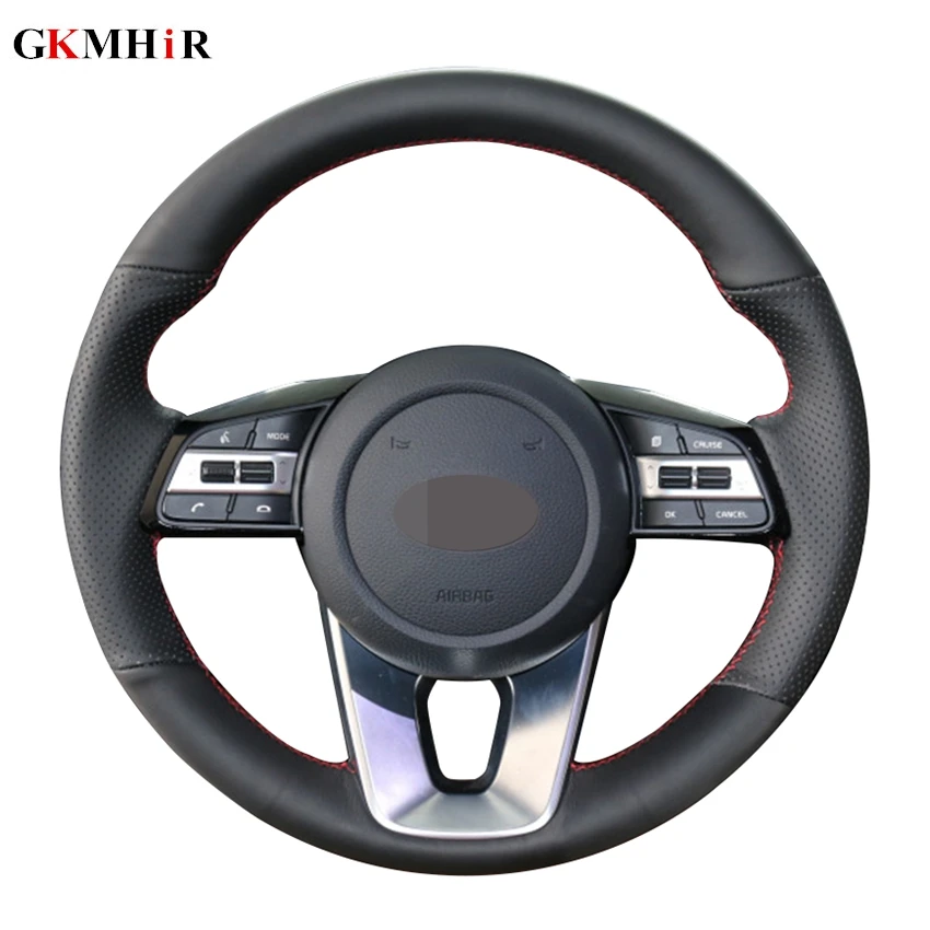 Накладки на руль из черной искусственной кожи Прошитые вручную Чехлы рулевого