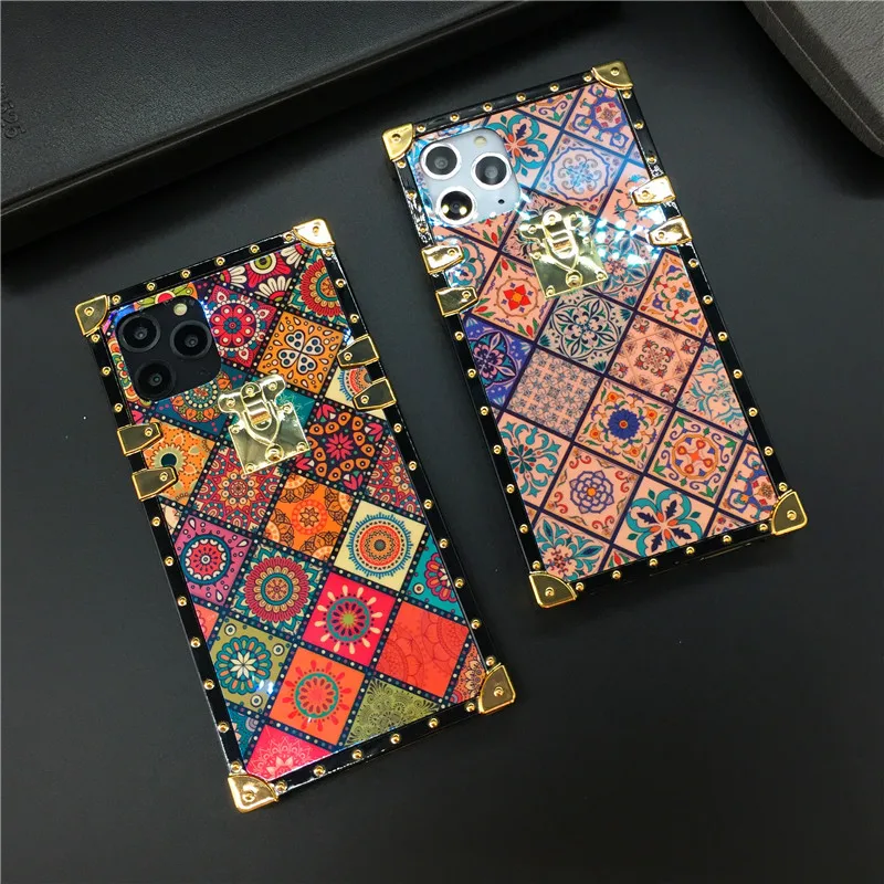 Элитный бренд плед Винтаж телефона квадратный чехол для samsung Galaxy S9 S10 J4 J6 плюс S8 Note 9 10 8 A30 A50 A70 M20 M30 A7