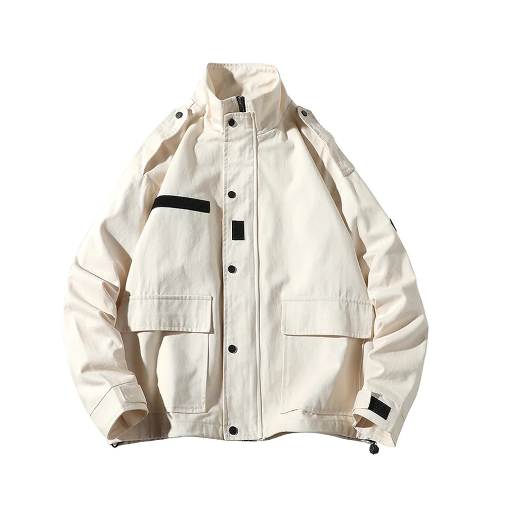 2019 New Men's Fashion Oversize Bomber Tooling Jacket Loose Casual Spring Autumn Solid Color Big pocket Coats Large Size M-5XL |
