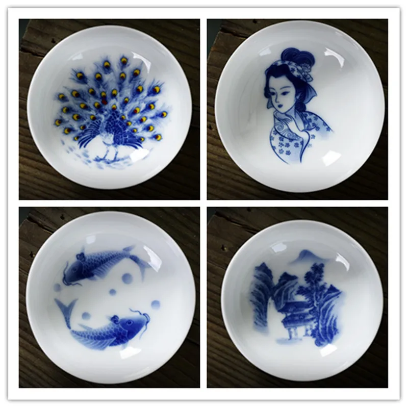 Фарфоровая чайная чашка с синей эмалью керамическая креативная маленькая чаша