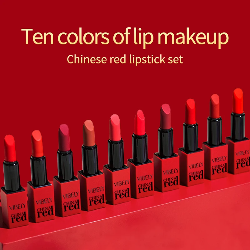 10 Color Velvet Matte Lipstick Set Long Lasting Waterproof Moisturizing Lip Blam Makeup Cosmetics Christmas Presents Gift Kit