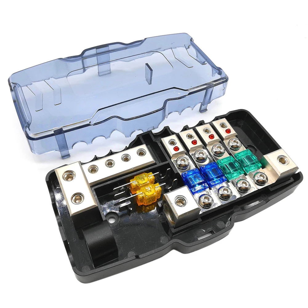 

Car Boat 4 Output Audio ANL Fuse Holder With Fuses Distribution Block Fusebox 12V-24V Car Blade Fuse Block Holder 30A 60A Fuses