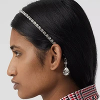 luxury rhinestone short tassel pendant hair hoop headband hair chain jewelry for women bling crystal hairbands wedding headpiece