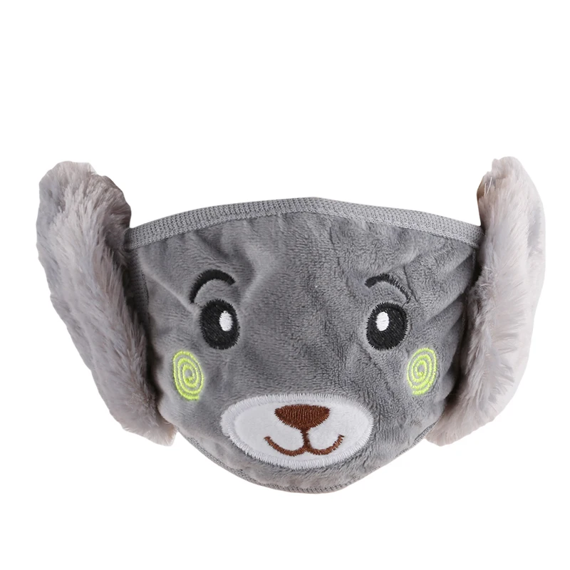 Модные зимние пылезащитные маски с мультяшным медведем ветрозащитные для ушей