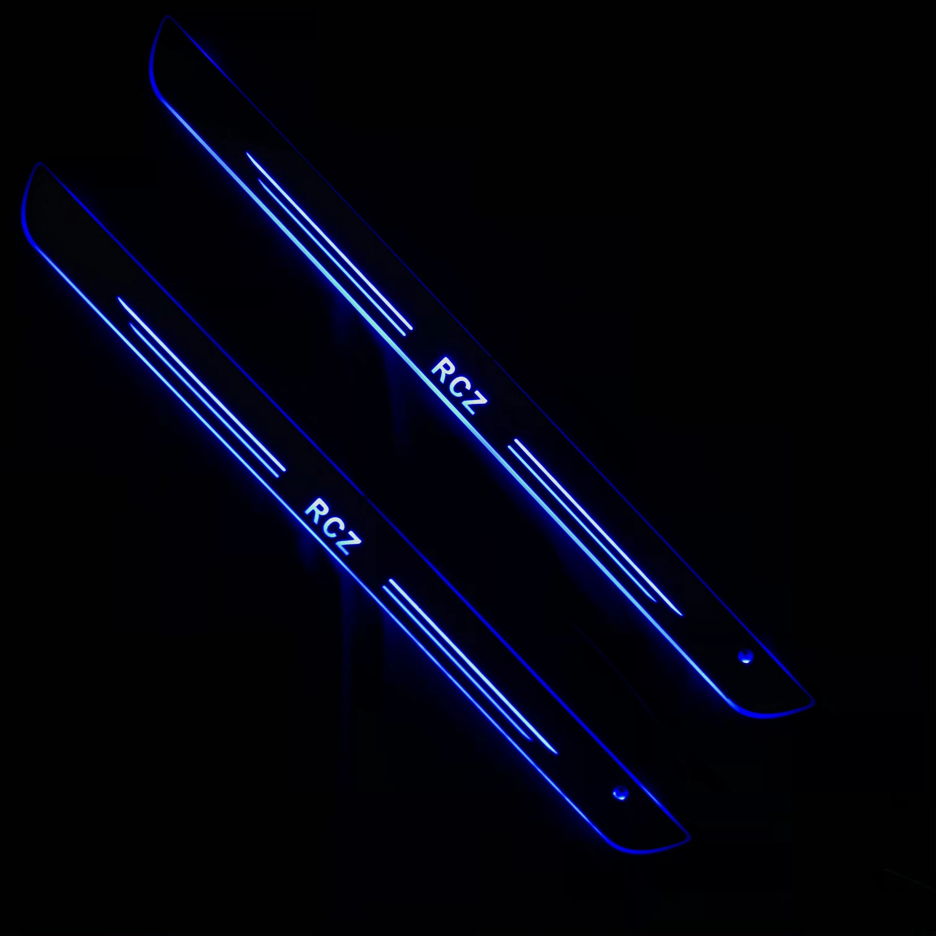 

LYQ 2PCS acrylic mobile LED welcome scooter wear plate door sill frame path light for PEUGEOT RCZ dedicated car accessories