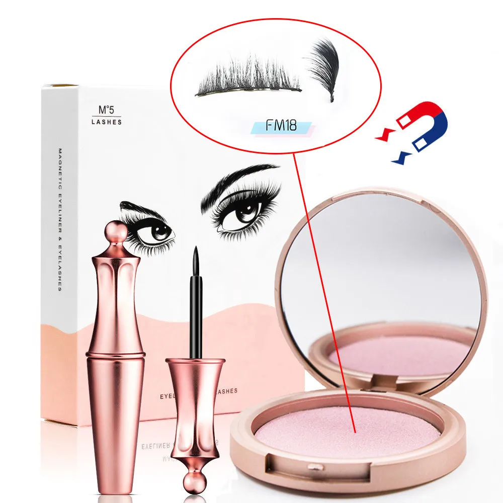 FM18 Liquid Magnetic Eyeliner Set And Magnetic False Eyelashes Tweezer Magnetic Eyeliner Waterproof Long Lasting Eyeliner Eyelashes - Цвет: FM18