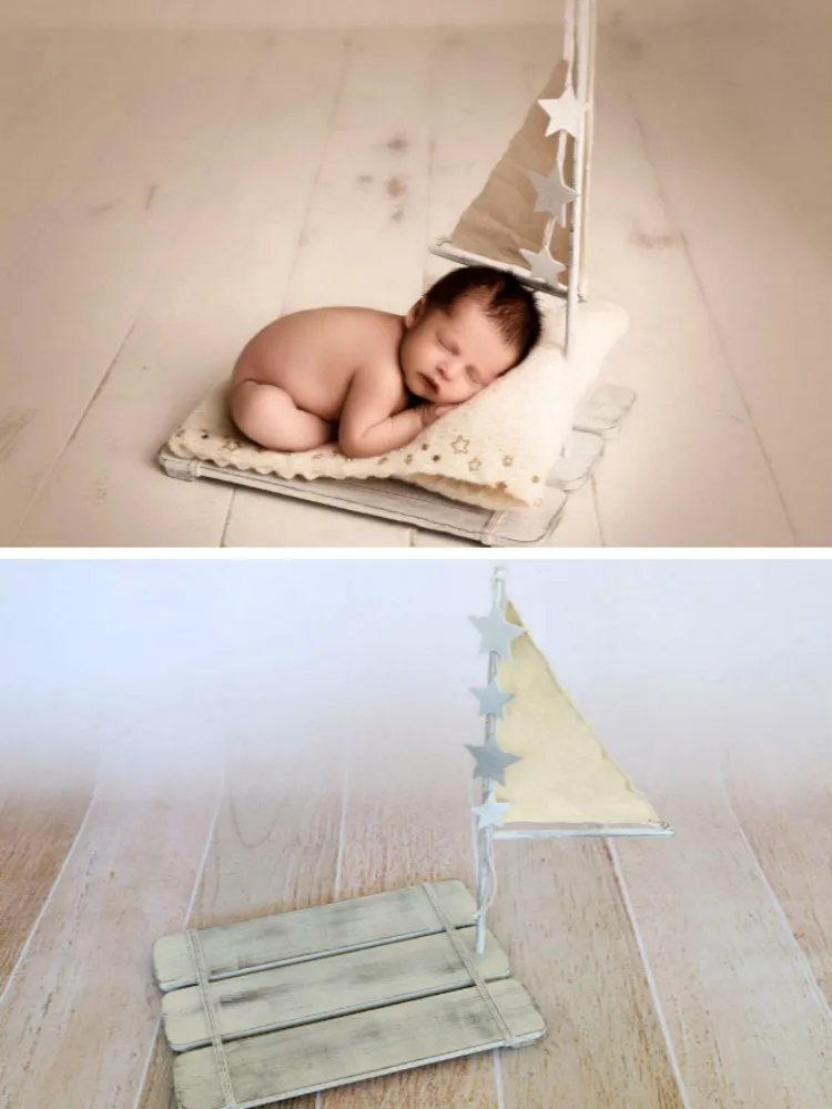 Newborn Photography Props Do Old Sailboat Baby Shooting Container Posing Props White Wodden Boat New Style