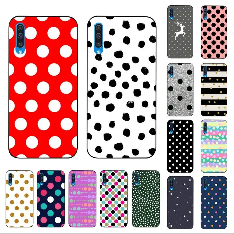 

YNDFCMB Polka dots Art Print Silver Sta Phone Case for Samsung A30s 51 5 71 70 40 10 20 s 31 A7 A8 2018