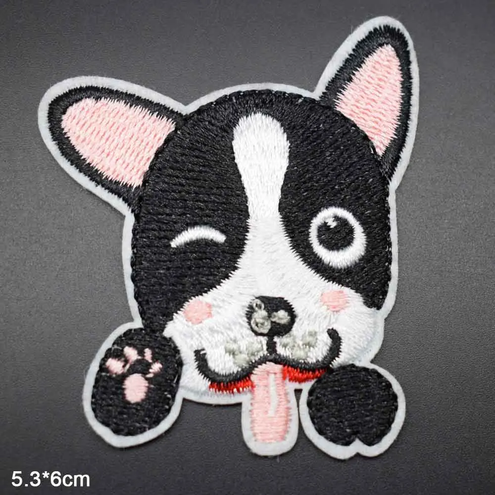 Дешевая вышитая одежда с вышивкой Husky Dog Iron on наклейки на одежду для девочек и