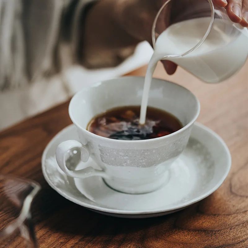 Винтажная кофейная чашка и блюдце в японском стиле керамическая для завтрака