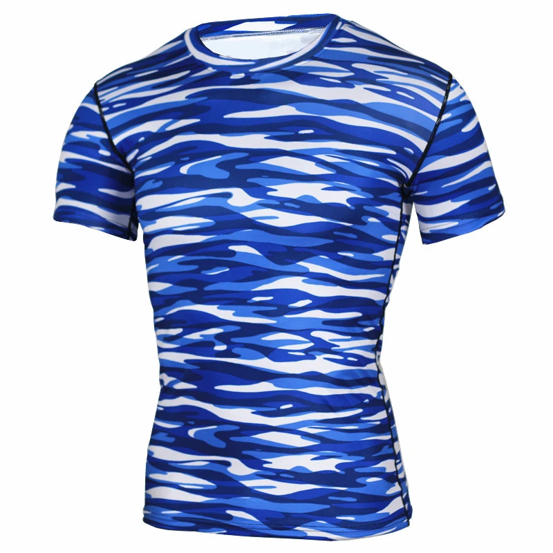 

Men's T-shirt Printing Stretch Quick-Drying Clothing Camouflage Clothing Gym Tights Football Basketball Training Suits.