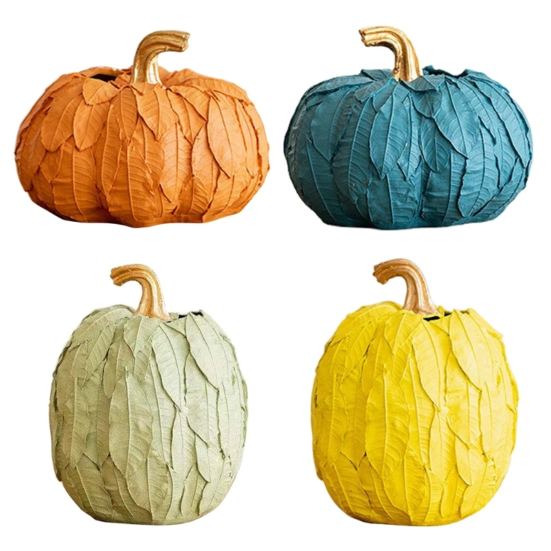 69HF Pumpkin Vase Resin Figurines Halloween Living Room Bedroom Garden Decoration