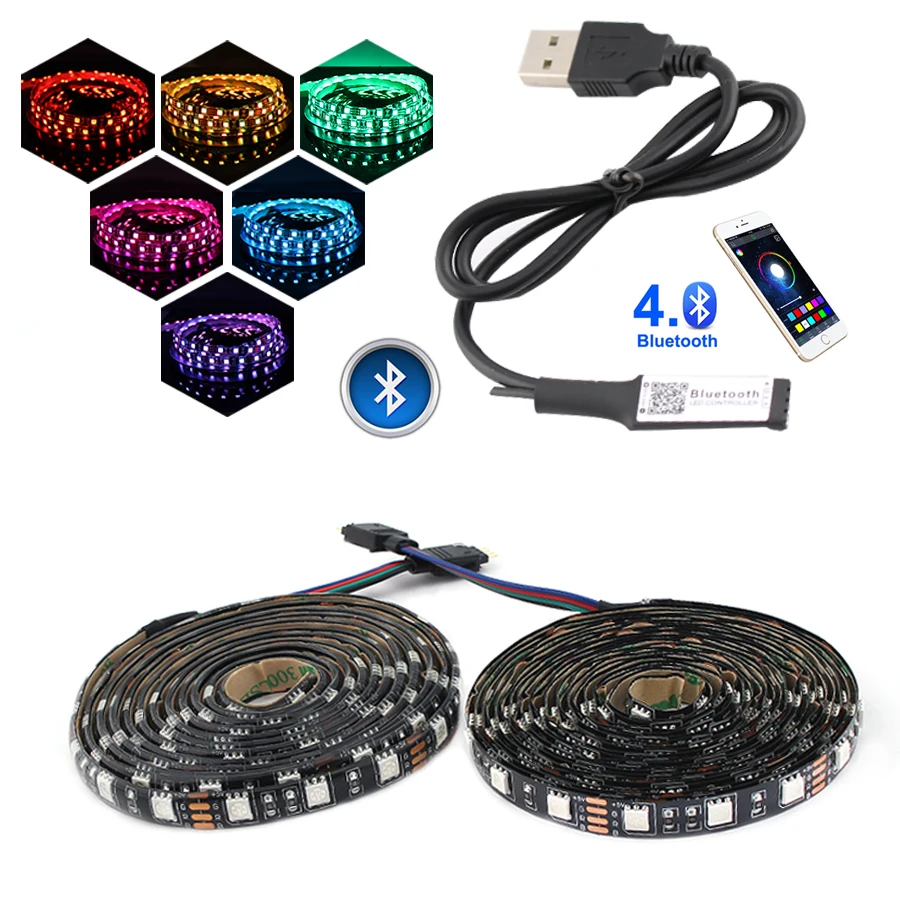 5 в Rgb Светодиодная лента PC светильник USB LedStrip 5050 водонепроницаемый RGB Led полоса wifi