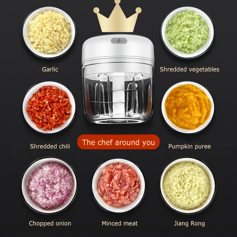 

Kitchen Electric Mini Garlic Masher Vegetable Grinder Wireless Portable Electric Crusher Garlic Machine Food Mixer kitchen CF26