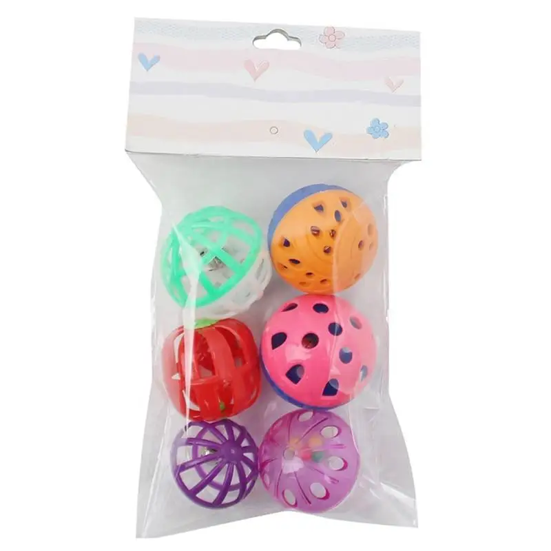 

6pcs Toy For Cats Ball With Bell Kitten Playing Chew Rattle Scratch Plastic Ball Interactive Gatos Training Toys Pet Supplies