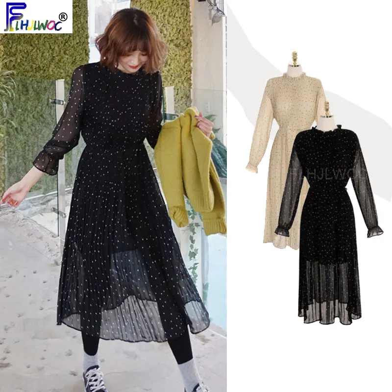 Женские элегантные черные сетчатые шифоновые плиссированные праздничные платья