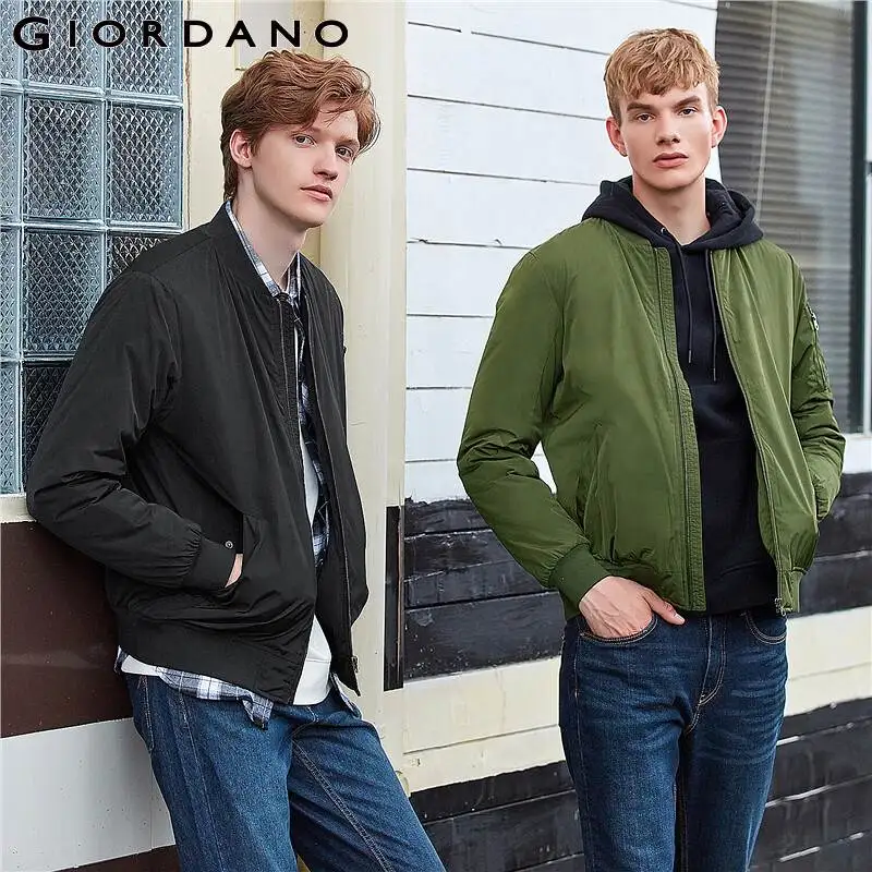 Giordano мужская куртка со стоячим воротником стеганая куртка-бомбер слегка толстый