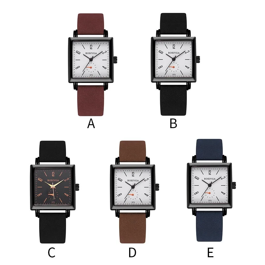 

Fashion Square Dial Casual Belt Watch Temperament Simple Black Shell Quartz Male Retro Braceletes Wrist Watches