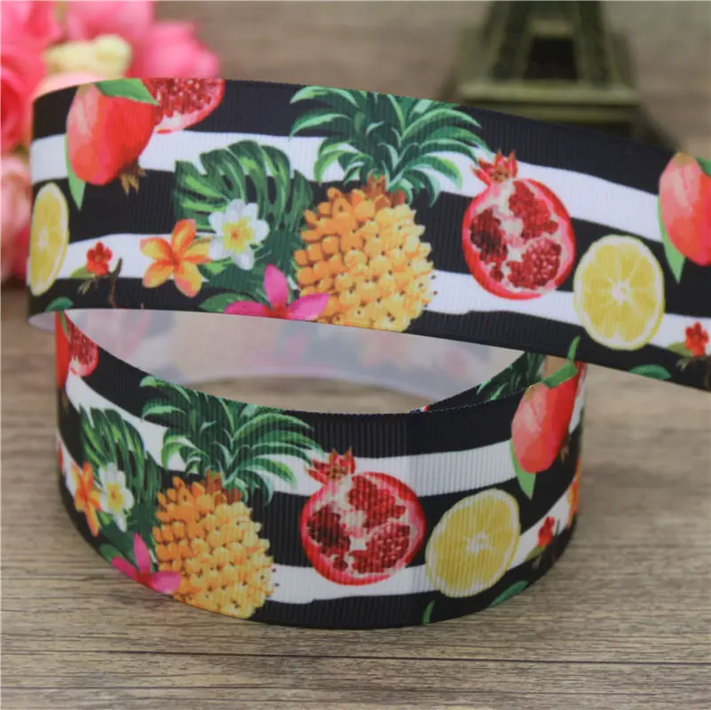 DHK 1 5 'ɵ ярдов фрукты печатных grosgrain ленточный аксессуар hairbow головные уборы