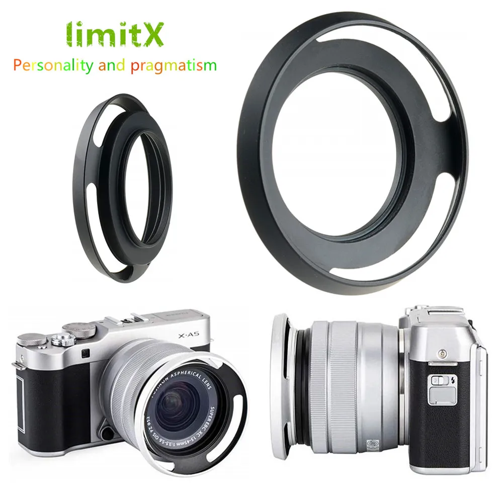 52mm Metal Vented Lens Hood for Fujifilm X-T100 X-T30 II X-A20 X-A7 X-A5 XA20 XA7 XA5 XT30 XT100 XT30II Camera with 15-45mm lens - купить по