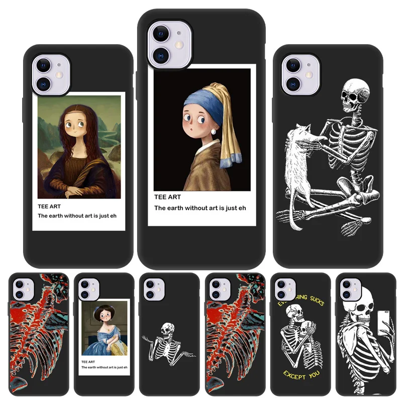 Phone Cases for iphone 13 Pro Case Silicon Funda Iphone 11 12 Pro Max 7 8 Plus XS Max XR 6 6S 5 5S SE 2020 Skeleton Black Covers