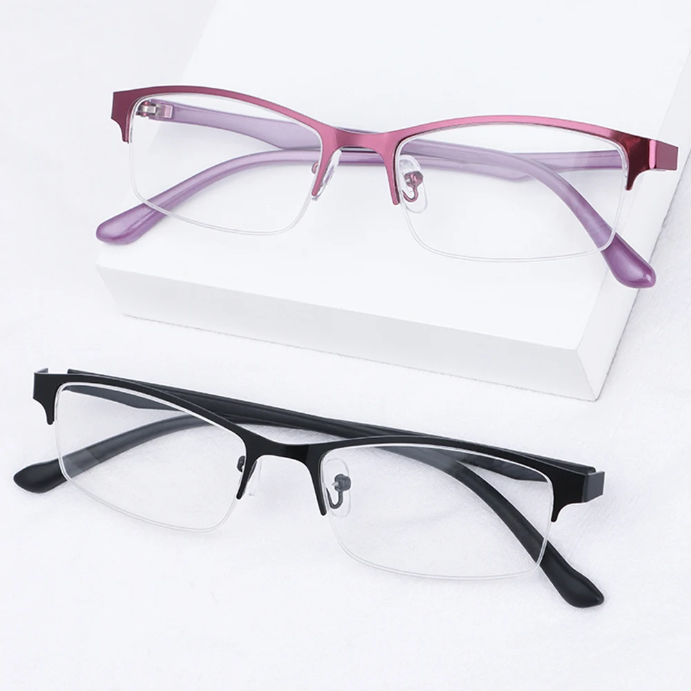 Очки женские при близорукости металлическая полуоправа оптические Рецептурные