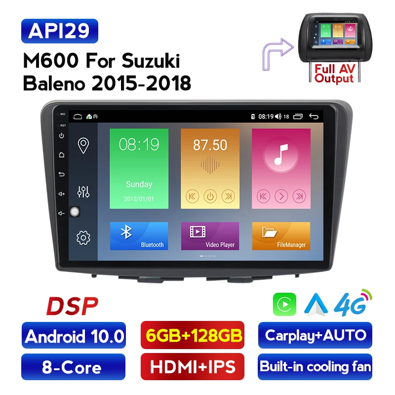Автомобильный мультимедийный проигрыватель DSP Android 10 RDS для SUZUKI Baleno 2015 2016 2017 2018