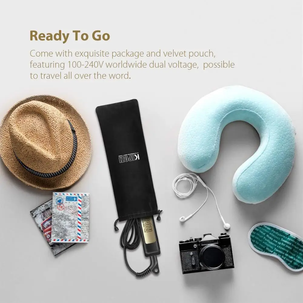 

KIPOZI Hair Flat Iron Professional Titanium Straightener Digital LCD Display Flat Iron Comb Hair Curler Beauty Care Curling Iron