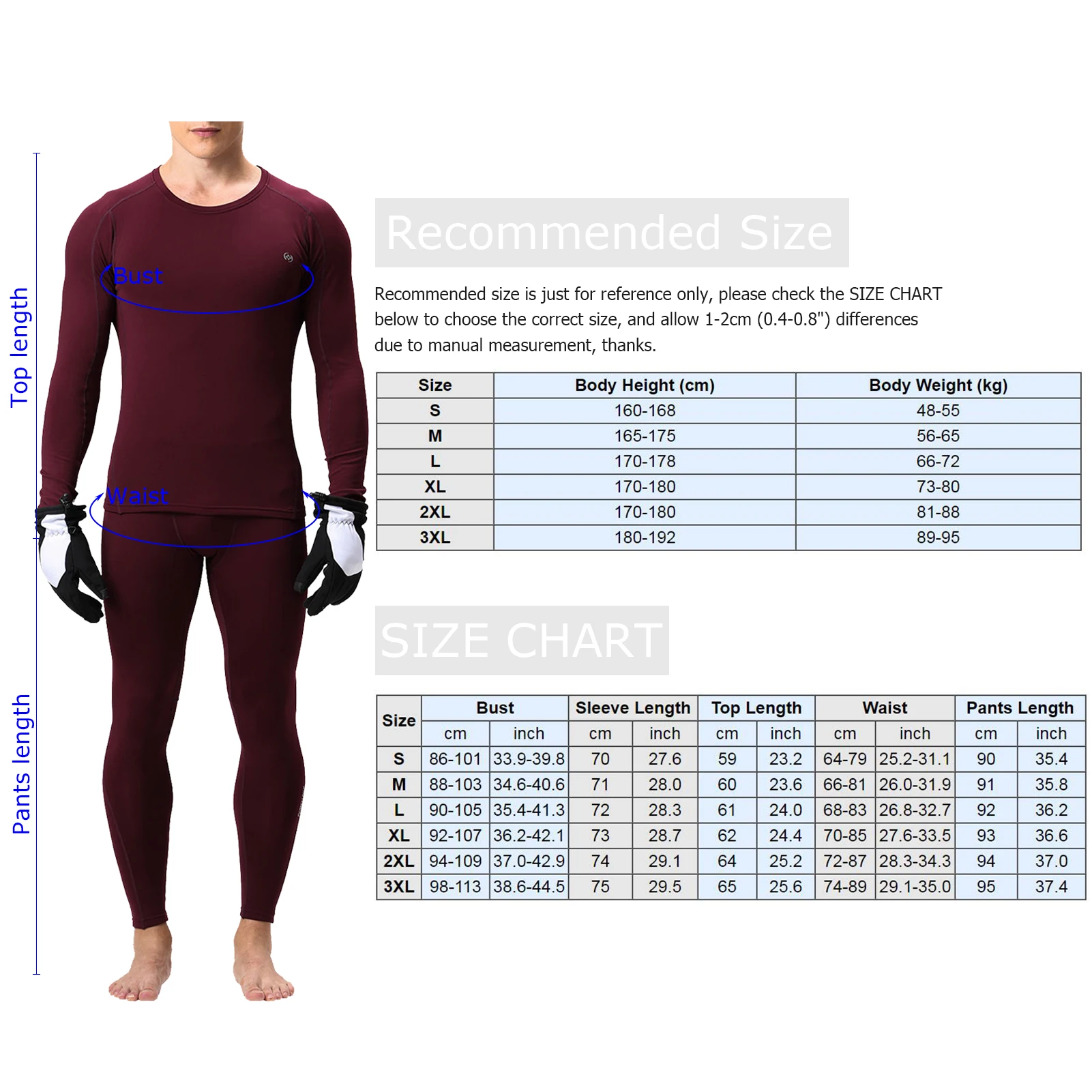 Мужское зимнее термобелье из 2 предметов с флисовой подкладкой толстый теплый