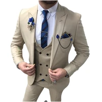 3 piece kaki men wedding suits 2022 peaked lapel groom tuxedos male evening formal wear jacket vest pants tailor made