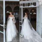 Платье Свадебное ТРАПЕЦИЕВИДНОЕ с длинным рукавом, кружевной аппликацией и открытой спиной