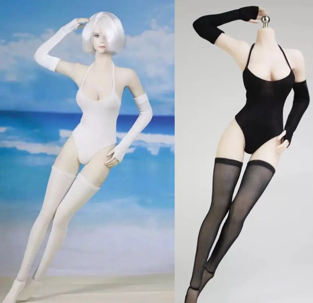Соблазнительный Женский комплект бикини в масштабе 1/6 купальник NieR 2b Sister чулки