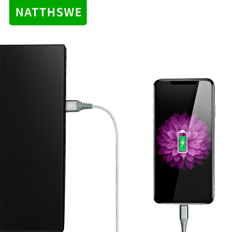 NATTHSWE Серый интерфейс USB кабель для передачи данных быстрой зарядки iPhone X 7 6 8 Plus 10 XS