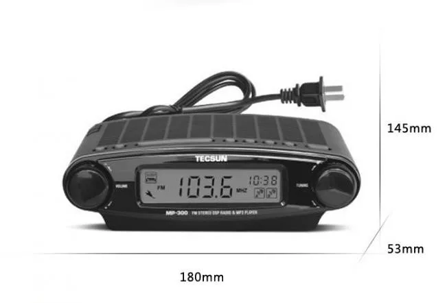Радио Tecsun MP-300 DSP FM стерео USB MP3-плеер настольные часы ATS Будильник Черный