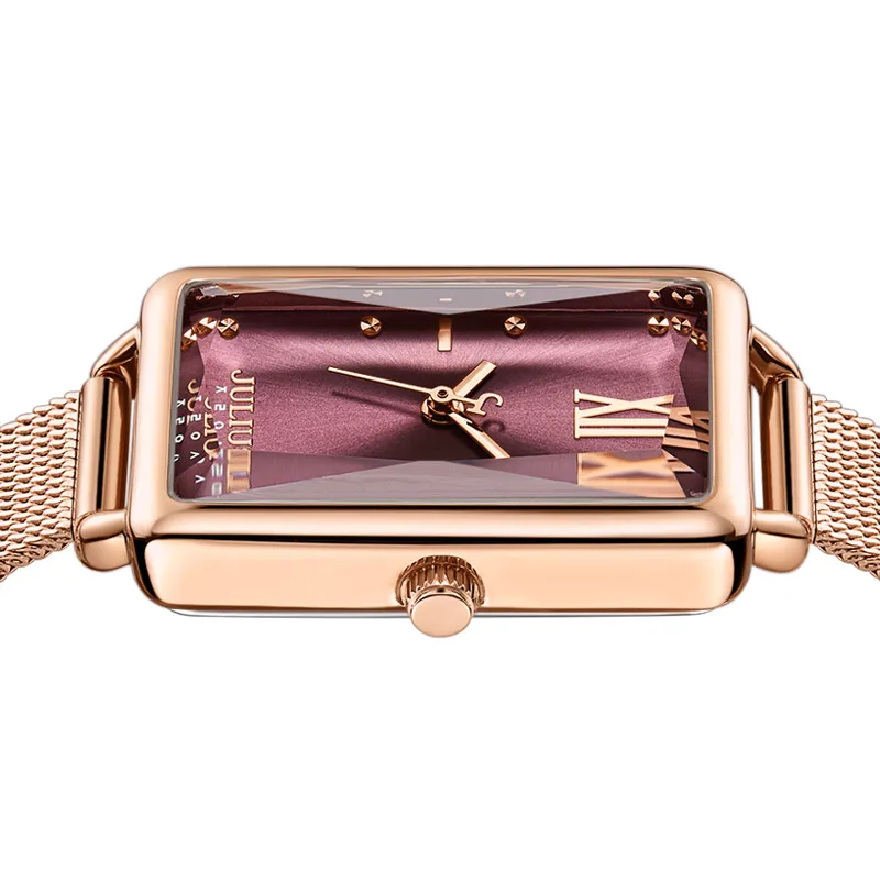 Часы Julius прямоугольные часы винно-красные женские тонкие кварцевые модные