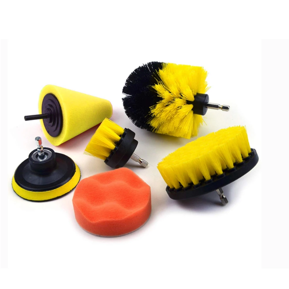 

7pcs Home Drill Brush Set Floor Bathroom Cleaning Tool Power Ceramic Wash Grout Scrub Sponge Car Scrubber Attachment Kitchen