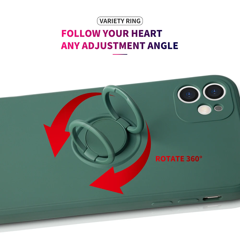 

Magnetic Liquid Silicone Finger Ring Holder, For iPhone 12 11 Pro Max Mini XR X XS Max 7 8 Plus SE 2020