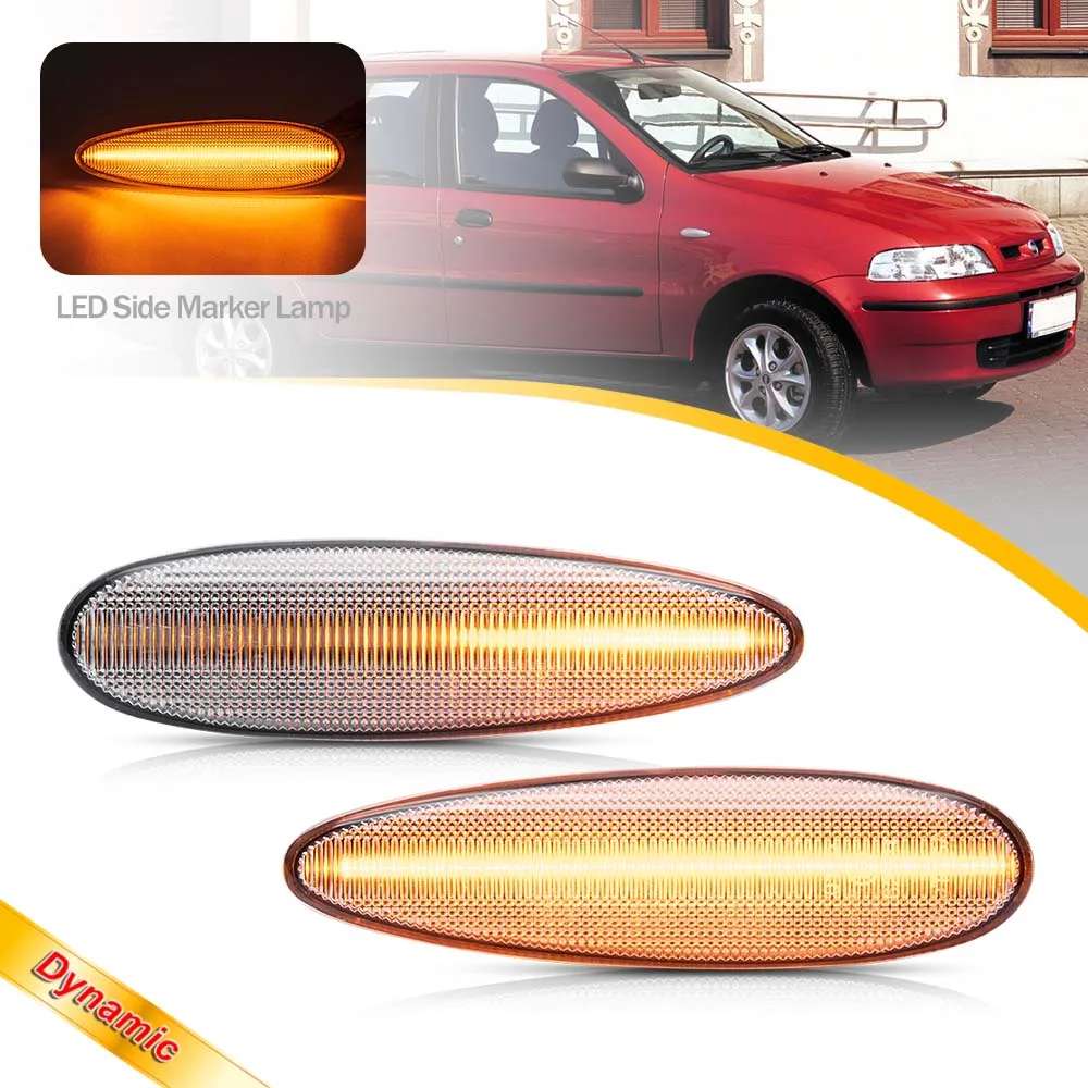 

2x для Fiat Strada Marea Bravo 99-01 Palio Albea 2002-2006, Динамический светодиодный Янтарный Боковой габаритный фонарь, указатель поворота