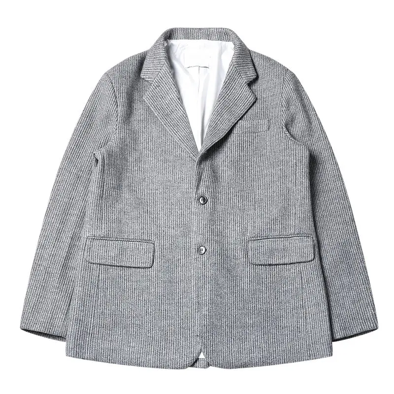 

2020 Autumn And Winter New Youth Fashion Loose Solid Color Thick Knit Suit Fashion Casual All-match Single Button Top Gray