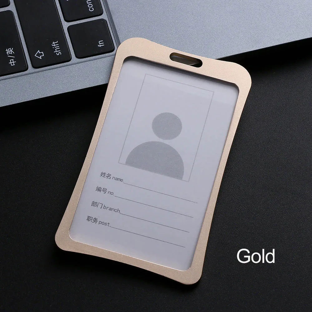 030 GOLD 1 шт. держатели именных карточек из алюминиевого сплава для работы визитная карточка ID бейдж талреп держатель горячий вертикальный металлический ID деловой чехол - Цвет: 030 GOLD