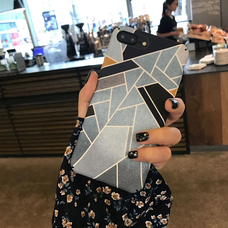luxury geometric figure case for iPhone 7 7Plus 8 8Plus cover compatible apple iphone 6 6Plus 6s 6sPlus X XR XSMAX Hard PC |
