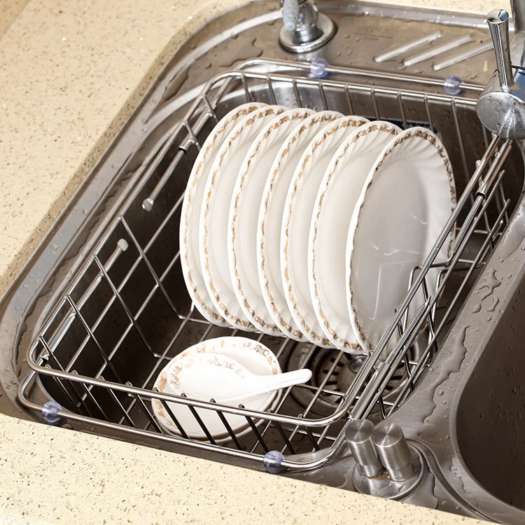

Kitchen leaching rack basket 304 stainless steel sink bowl retractable dish wash filter water