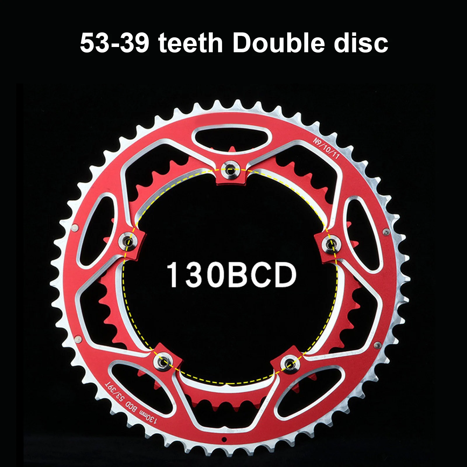 

130BCD 53t -39t велосипедная Звездочка двойное круглое кольцо из алюминиевого сплава с двойной цепью для дорожного/складного велосипеда 9 10 11 скор...