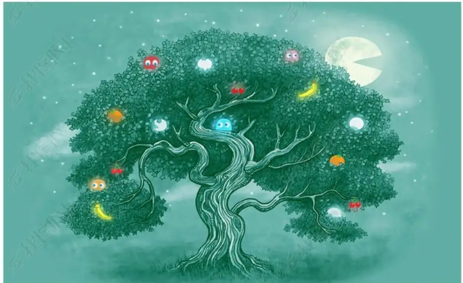 

3d photo wallpaper custom mural Modern hand-painted blue elf big tree children's room home decor wallpaper for walls 3 d